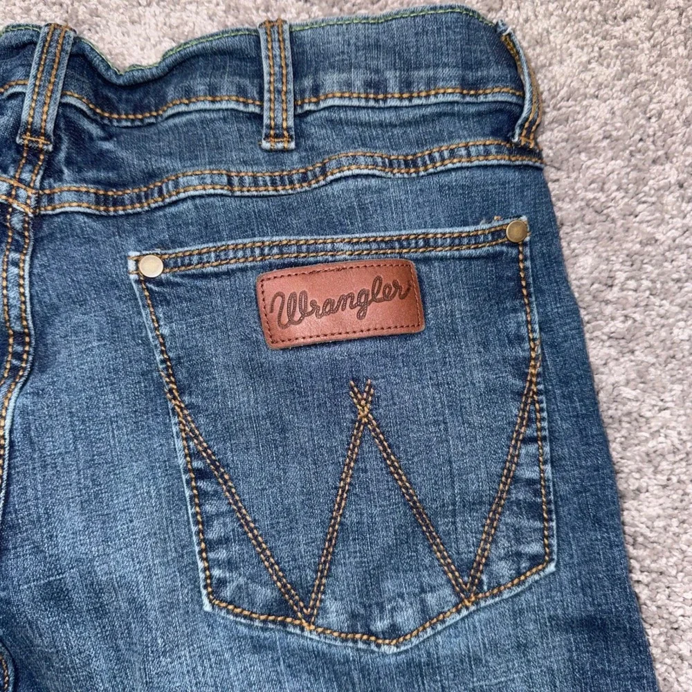 Wrangler Retro Slim Straight Jeans Mens Stretch Blue 36x34 EXCELLENT